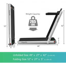 2 in 1 Folding Treadmill with Bluetooth Speaker Remote Control-Silver