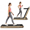 2 in 1 Folding Treadmill with Bluetooth Speaker Remote Control-Yellow