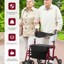 Aluminum Adjustable Folding Handle Medical Walker Rollator-Red