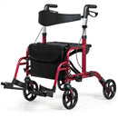 Aluminum Adjustable Folding Handle Medical Walker Rollator-Red