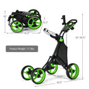 Lightweight Foldable Collapsible 4 Wheels Golf Push Cart-Green