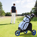 Folding 3 Wheels Golf Push Cart with Bag Scoreboard Adjustable Handle -Blue