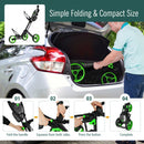 Folding 3 Wheels Golf Push Cart with Brake Scoreboard Adjustable Handle-Green