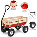 Outdoor Pulling Garden Cart Wagon with Wood Railing