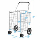 Folding Shopping Cart for Laundry with Swiveling Wheels & Dual Storage Baskets-Sliver