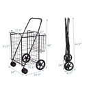 Folding Shopping Cart for Laundry with Swiveling Wheels & Dual Storage Baskets-Black