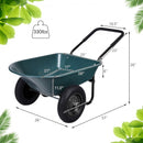 2 Tire Wheelbarrow Garden Cart Heavy-duty Dolly Utility Cart-Green