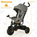 4-In-1 Baby Tricycle Kids Stroller with Adjustable Push Handle-Gray