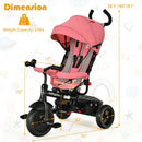 4-In-1 Baby Tricycle Kids Stroller with Adjustable Push Handle-Pink