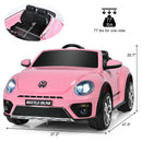 12V Licensed Volkswagen Beetle Kids Ride On Car with Remote Control-Pink