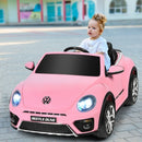 12V Licensed Volkswagen Beetle Kids Ride On Car with Remote Control-Pink