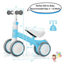 Baby Balance Bike with Adjustable seat and Handlebar for 6 - 24 Months-Blue