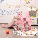 4 in 1 Foldable Baby Slide Toddler Climber Slide PlaySet with Ball-Pink