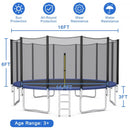 8-10-12-14-15-16Feet Outdoor Trampoline Bounce Combo with Safety Closure Net Ladder-16 ft