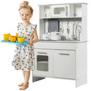 Kids Pretend Kitchen Playset Gift with Utensils White