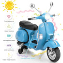 6V Kids Ride on Vespa Scooter Motorcycle with Headlight-Blue