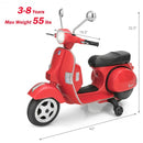 6V Kids Ride on Vespa Scooter Motorcycle with Headlight-Red