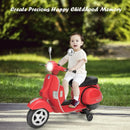 6V Kids Ride on Vespa Scooter Motorcycle with Headlight-Red