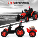 2 in 1 Electric 12V Kids Ride on Car Tractor with Remote Control LED Light Horn-Red