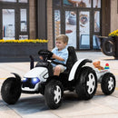 2 in 1 Electric 12V Kids Ride on Car Tractor with Remote Control LED Light Horn-White