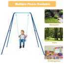 Outdoor Kids Swing Set with Heavy Duty Metal A-Frame and Ground Stakes-Blue