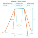 Outdoor Kids Swing Set with Heavy Duty Metal A-Frame and Ground Stakes-Orange