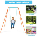 Outdoor Kids Swing Set with Heavy Duty Metal A-Frame and Ground Stakes-Orange