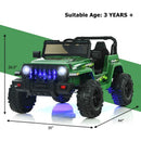 12V Kids Ride-on Jeep Car with 2.4 G Remote Control-Green