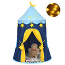Indoor Outdoor Kids Foldable Pop Up Play Tent with Star Lights Carry Bag-Blue