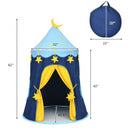 Indoor Outdoor Kids Foldable Pop Up Play Tent with Star Lights Carry Bag-Blue