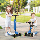 2 in 1 Kids Kick Scooter with Flash Wheels for Girls Boys from 1.5 to 6 Years Old-Blue