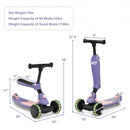 2 in 1 Kids Kick Scooter with Flash Wheels for Girls Boys from 1.5 to 6 Years Old-Purple