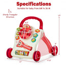 Baby Walker Sit-to-Stand Learning Walker with Projection Music Wand-Red