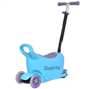 3 in 1 Storage Kids Kick Wheel Scooter w- Adjust Handle Bar-Blue