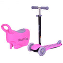 3 in 1 Storage Kids Kick Wheel Scooter w- Adjust Handle Bar-Pink