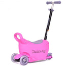 3 in 1 Storage Kids Kick Wheel Scooter w- Adjust Handle Bar-Pink