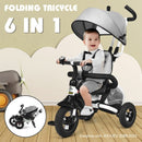 6-In-1 Kids Baby Stroller Tricycle Detachable Learning Toy Bike-Gray