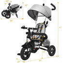 6-In-1 Kids Baby Stroller Tricycle Detachable Learning Toy Bike-Gray